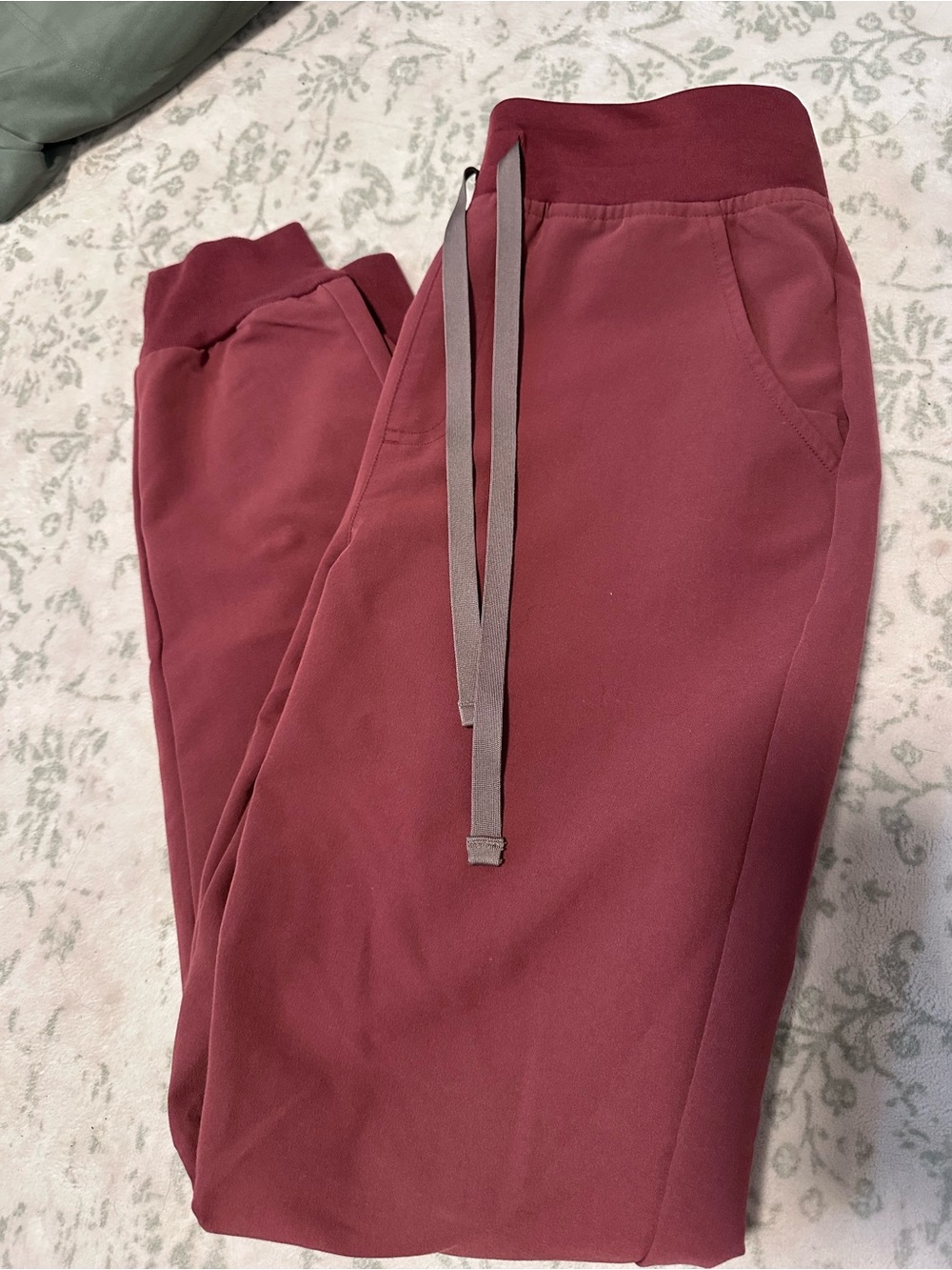 FIGS Women's Drawstring Jogger Pants in Deep Mauve